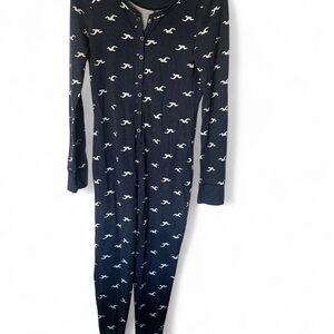 Hollister Blue and White Footies Intimates Sleepwear